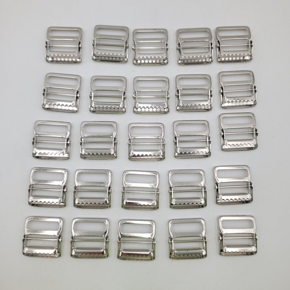 25pc Metal Cam Buckles 1.5 Inch Webbing Strap Tension Lock Silver Tone Hardware